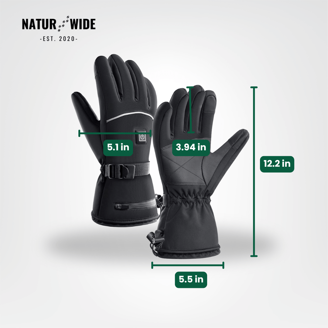 Heated Gloves – 3 Heat Levels, Waterproof & Windproof