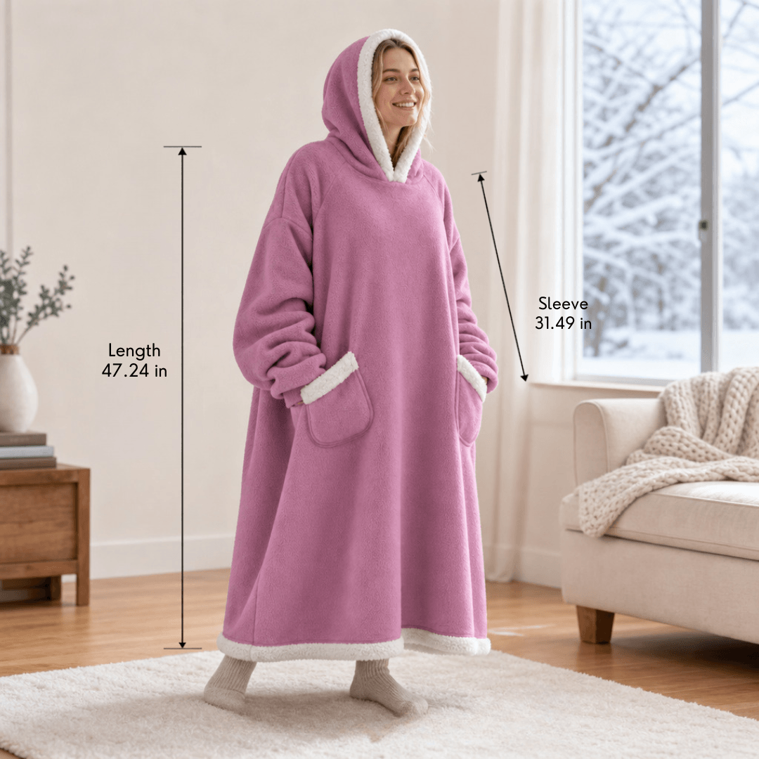 Oversized Flannel Blanket Hoodie – Wearable Blanket with Sleeves & Hood