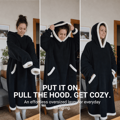 Oversized Flannel Blanket Hoodie – Wearable Blanket with Sleeves &amp; Hood