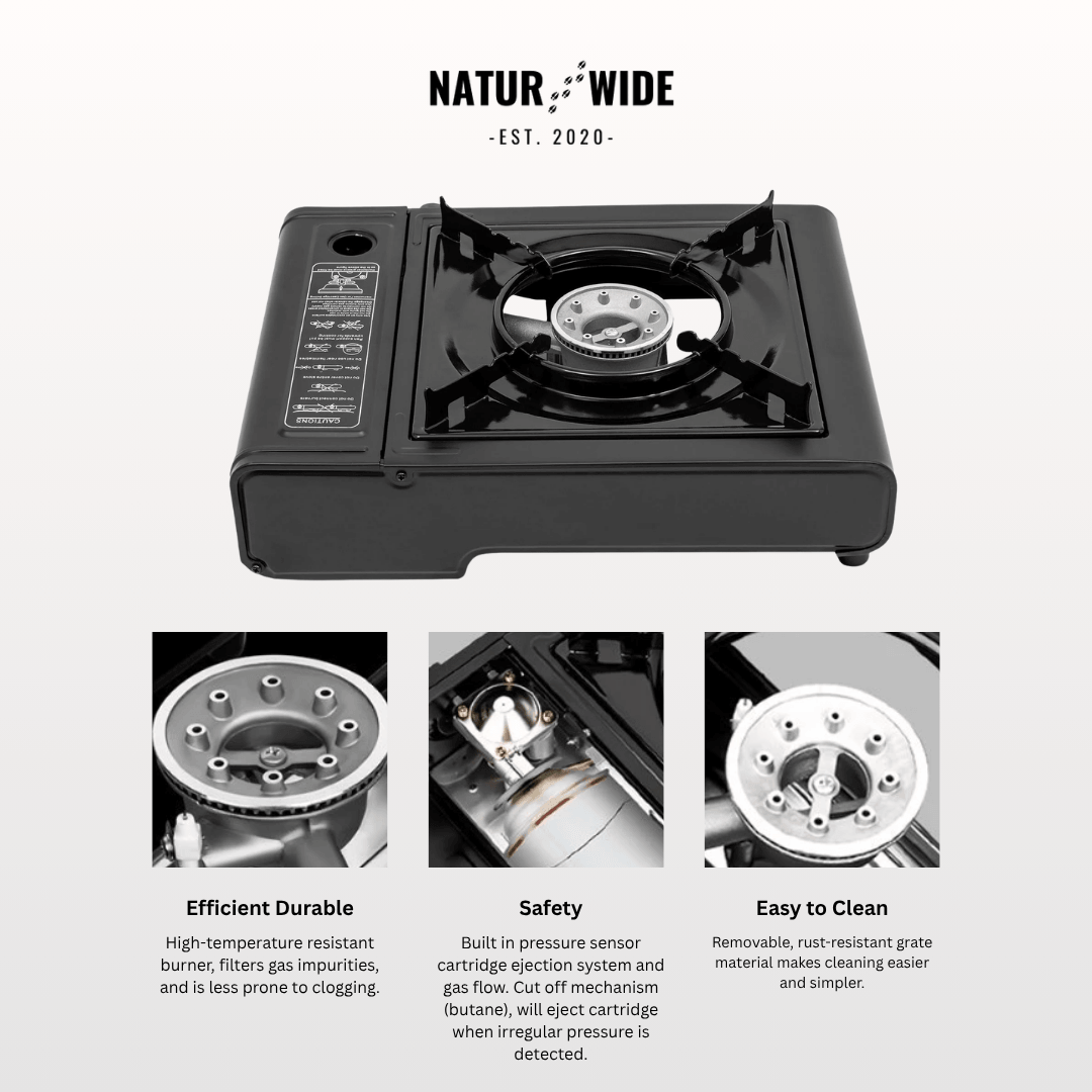 Portable Gas Camping Stove 2500W with Spill Tray & Pot Stand