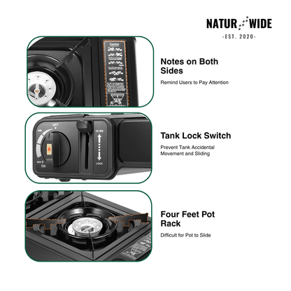 2500W Portable 2-Burner Camping Stove with Grill Tray & Carrying Case