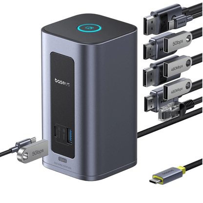 12-in-1 USB-C Hub – Dual 4K HDMI, 100W PD, RJ45, SD/TF