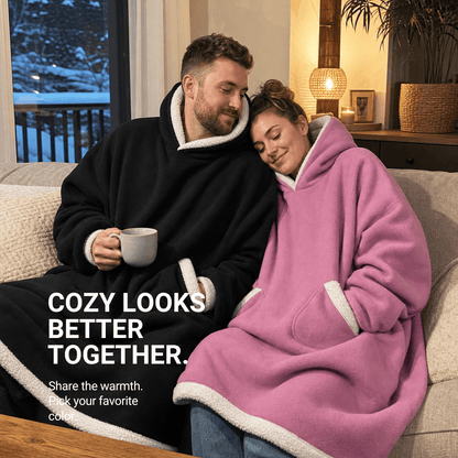 Oversized Flannel Blanket Hoodie – Wearable Blanket with Sleeves &amp; Hood