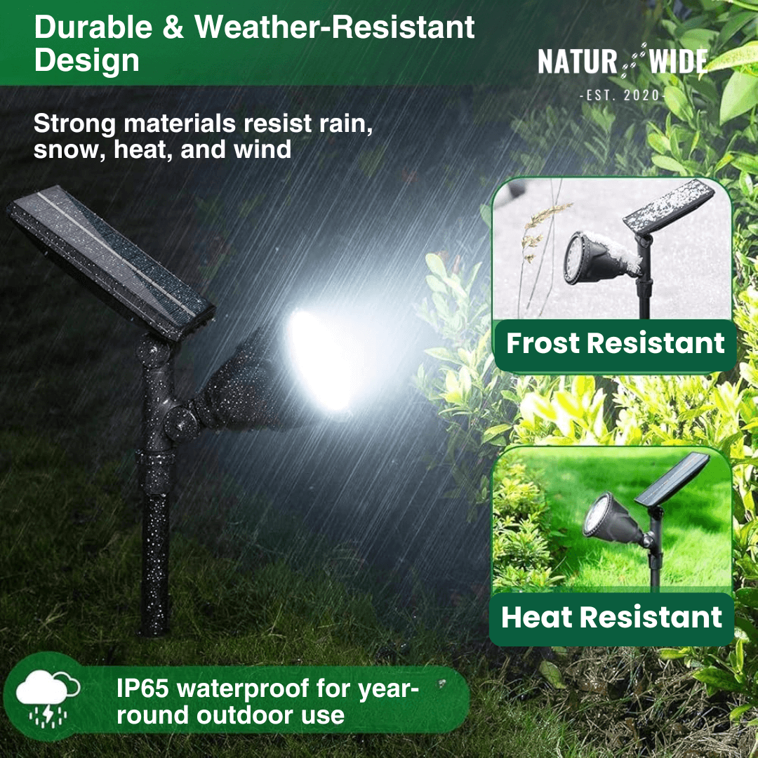 Solar Garden Spotlight 9 LED – RGB & White, IP65 & Adjustable (2-in-1)