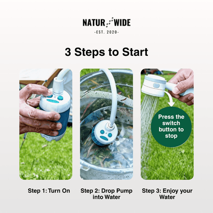 Electric Camping Shower Pump – 5000mAh Rechargeable with Display