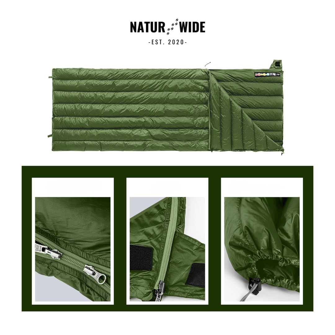 90% Goose Down Sleeping Bag – 3-Season Ultralight Envelope Style