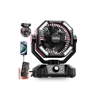 20000mAh Camping Fan with LED Lantern – 8-Speed Rechargeable Fan