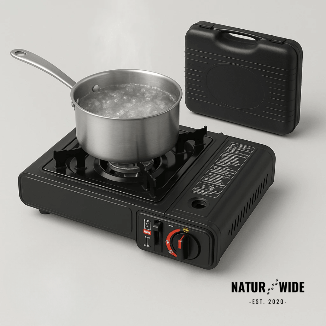 Portable Gas Camping Stove 2500W with Spill Tray & Pot Stand