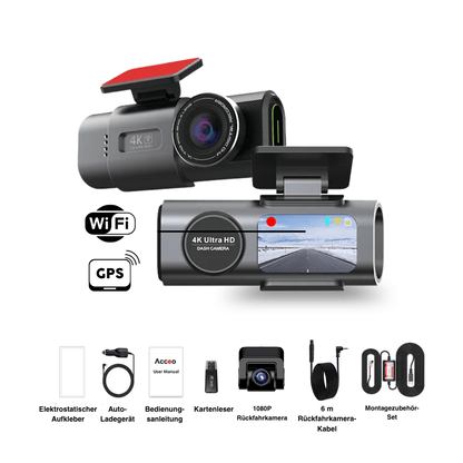 4K Dash Cam with Night Vision, Wi-Fi, GPS & 24H Parking Monitor