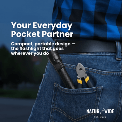 Aluminum LED Flashlight – Rechargeable, Waterproof &amp; Power Display