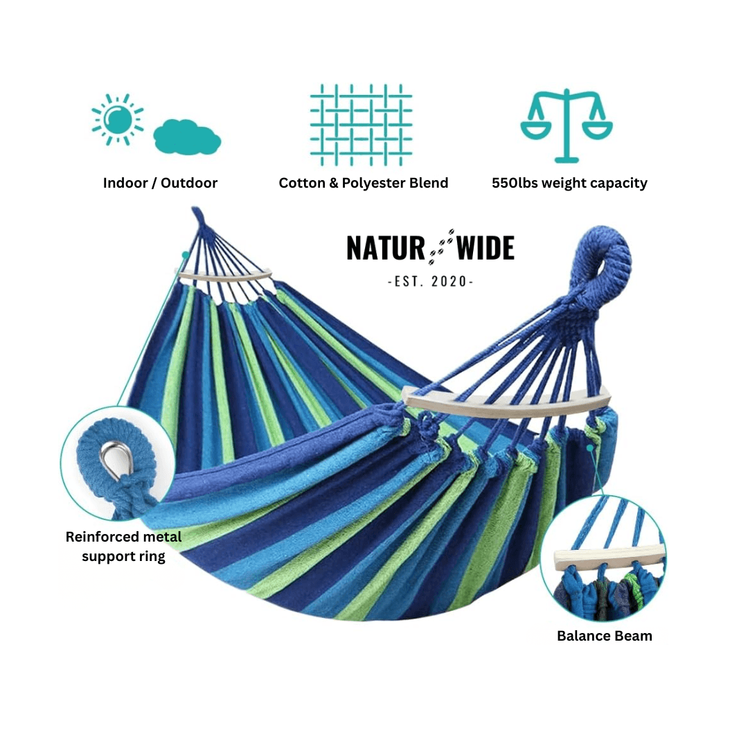 Striped Canvas Hammock – Single & Double Outdoor Sleeping Swing