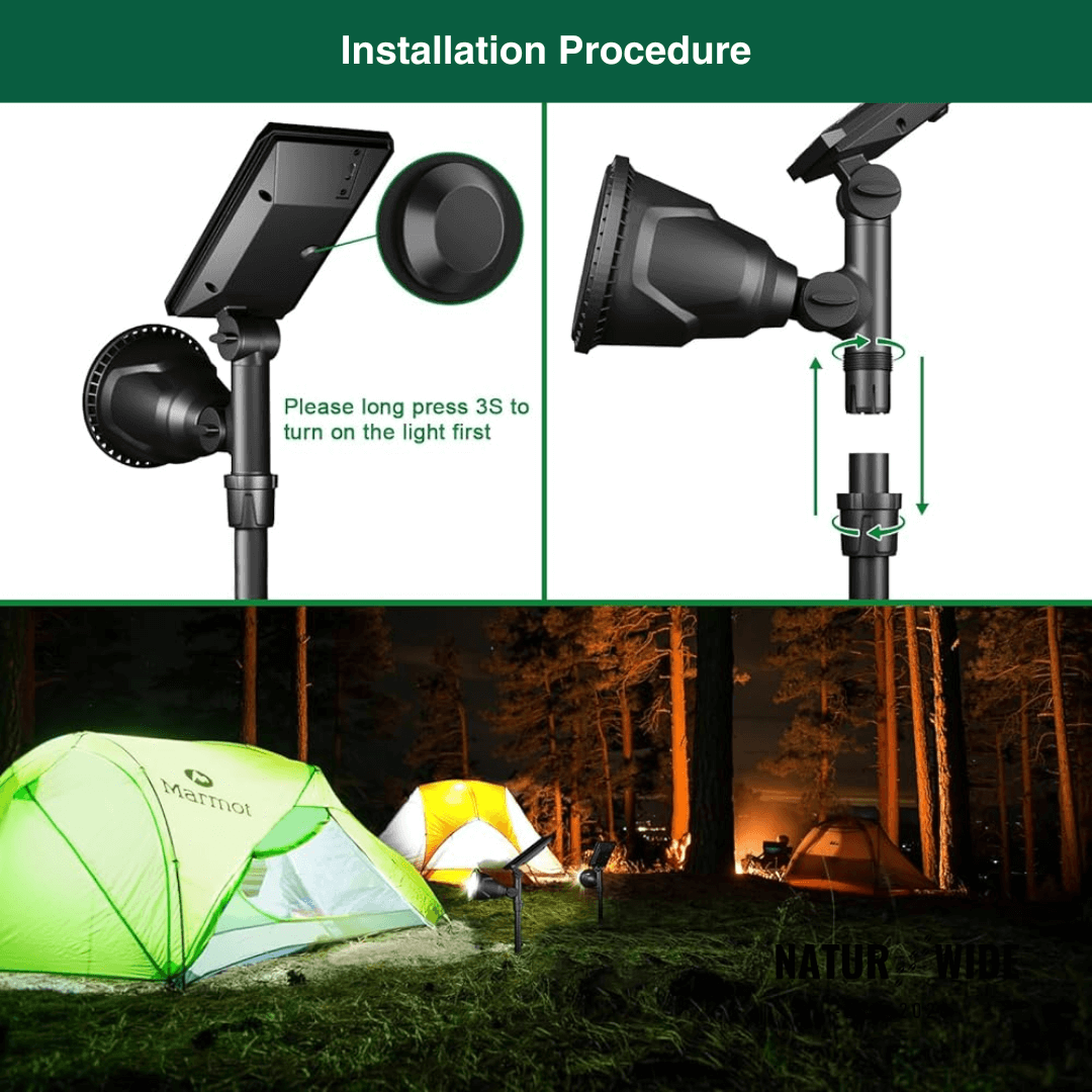 Solar Garden Spotlight 9 LED – RGB & White, IP65 & Adjustable (2-in-1)