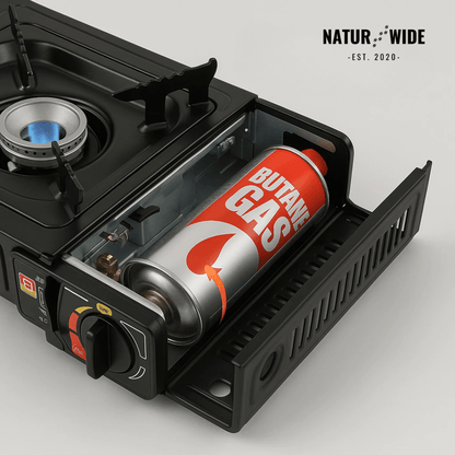 Portable Gas Camping Stove 2500W with Spill Tray & Pot Stand