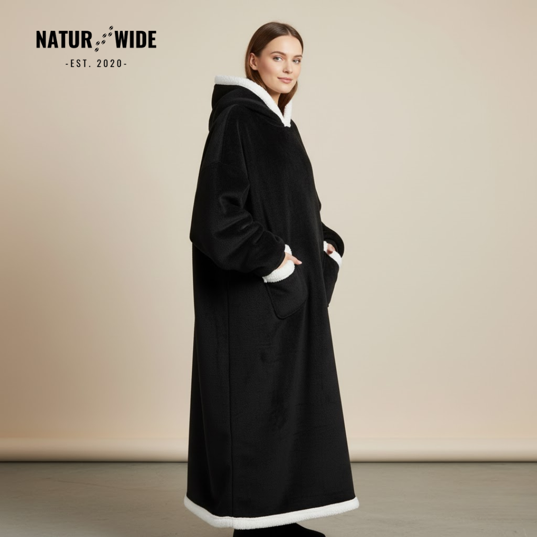 Oversized Flannel Blanket Hoodie – Wearable Blanket with Sleeves &amp; Hood
