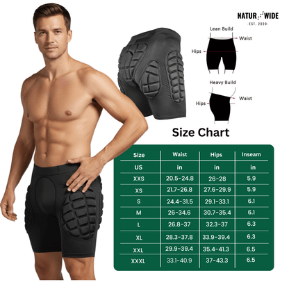 3D Padded Protective Shorts – Hip &amp; Tailbone Guard for Skiing