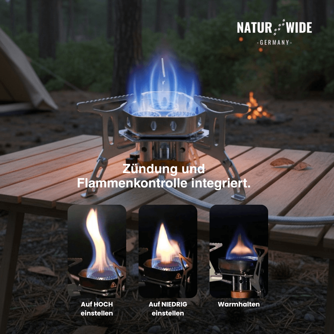 3-Head 5800W Folding Gas Camping Stove – Portable Backpacking Burner