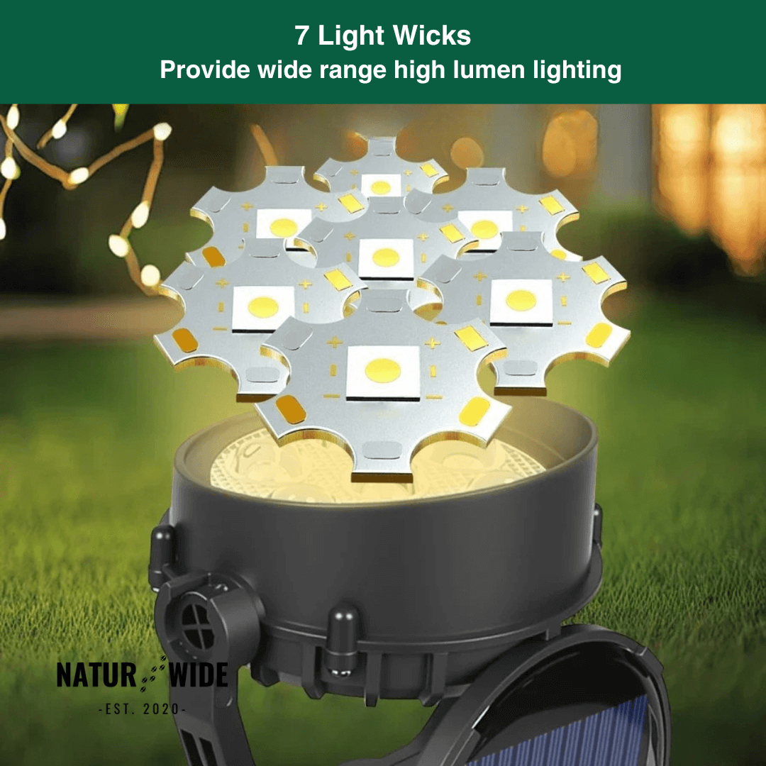 Solar Garden Spotlight 9 LED – RGB & White, IP65 & Adjustable (2-in-1)
