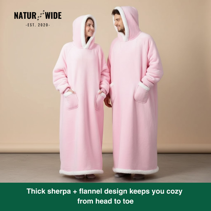 Oversized Flannel Blanket Hoodie – Wearable Blanket with Sleeves &amp; Hood