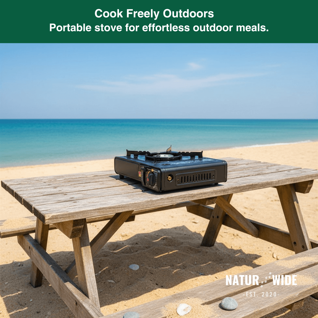 Portable Gas Camping Stove 2500W with Spill Tray & Pot Stand