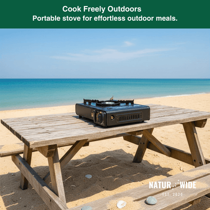 Portable Gas Camping Stove 2500W with Spill Tray & Pot Stand