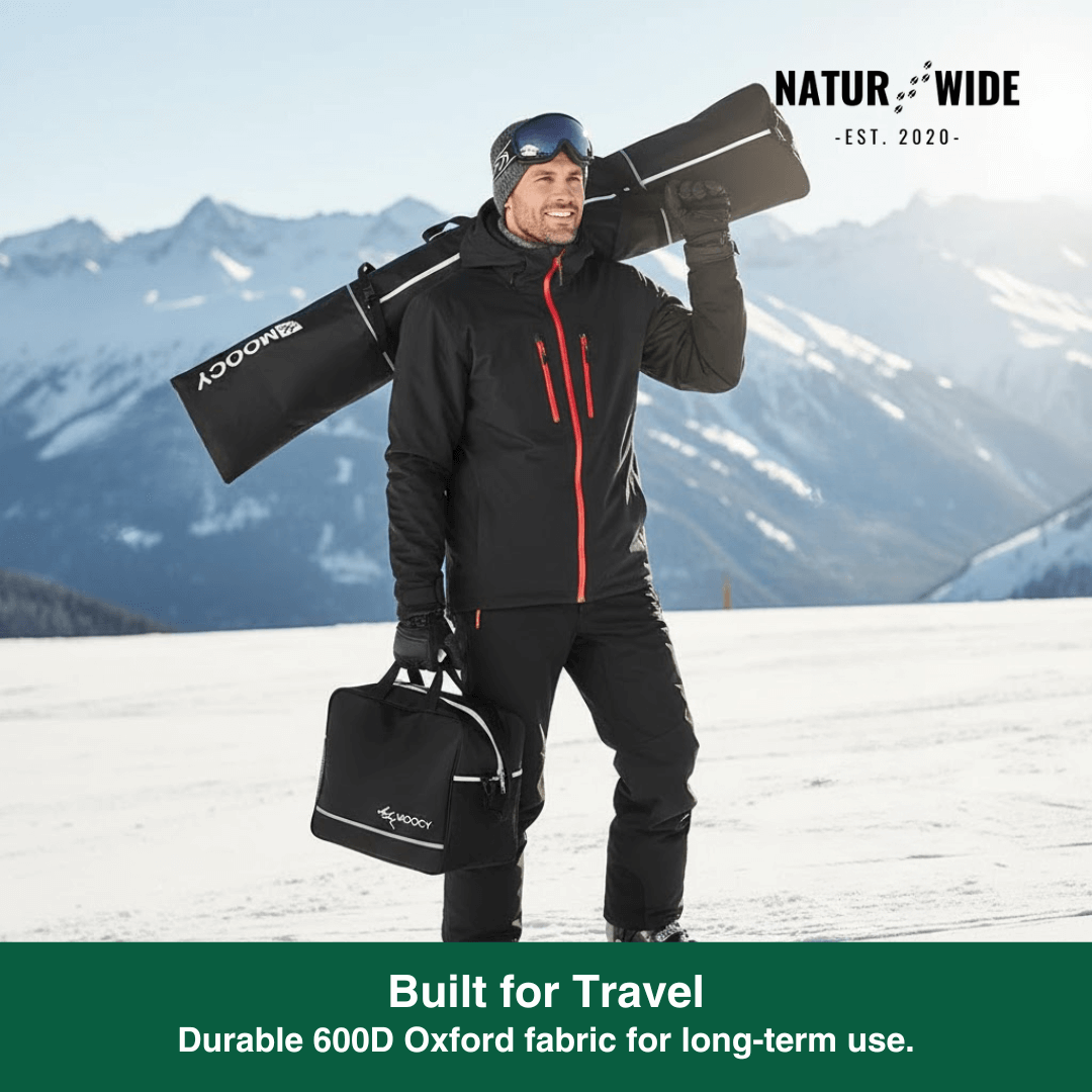 2-Piece Ski Bag Set – Ski Carrier &amp; Boot Bag Combo (Adjustable up to 80")