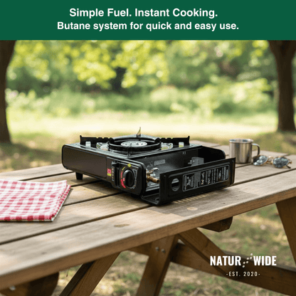 Portable Gas Camping Stove 2500W with Spill Tray & Pot Stand