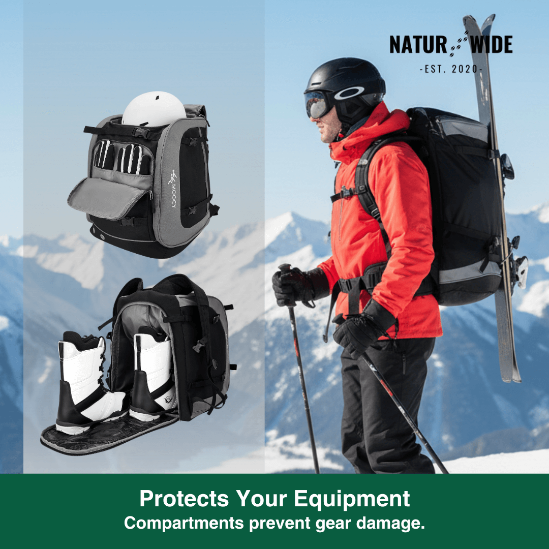 2200oz Ski Boot Bag Backpack – Large Capacity for Helmet, Boots &amp; Gear