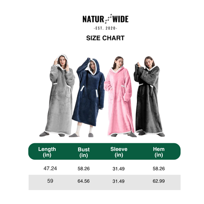 Oversized Flannel Blanket Hoodie – Wearable Blanket with Sleeves &amp; Hood