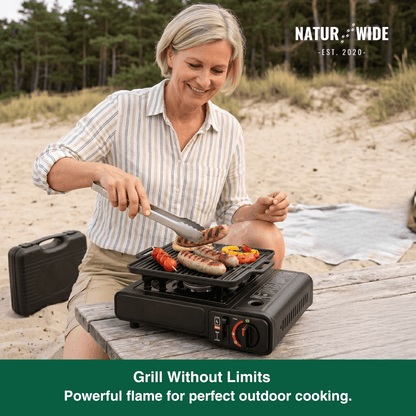 Portable Gas Camping Stove 2500W with Spill Tray & Pot Stand