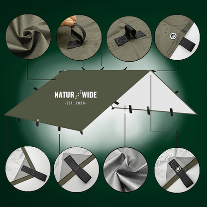 Versatile sun &amp; rain protection tarp