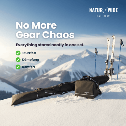 2-Piece Ski Bag Set – Ski Carrier &amp; Boot Bag Combo (Adjustable up to 80")