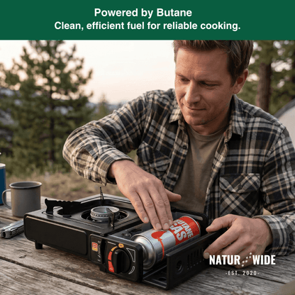 Portable Gas Camping Stove 2500W with Spill Tray & Pot Stand