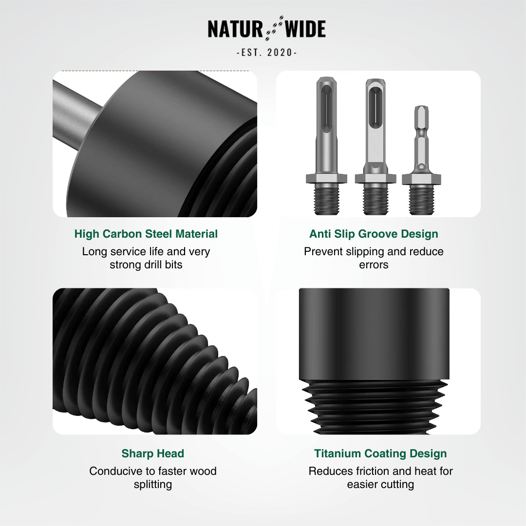 Firewood Splitter Drill Bit 32mm – Wood Splitting Cone