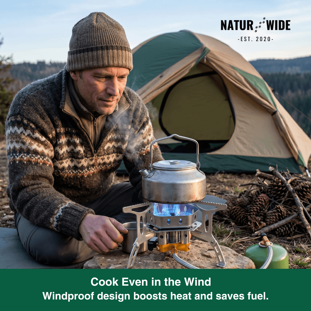 3-Head 5800W Folding Gas Camping Stove – Portable Backpacking Burner