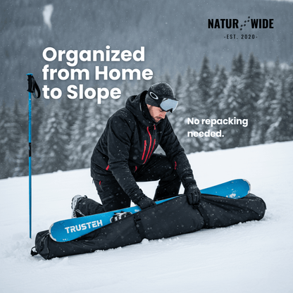 2-Piece Ski Bag Set – Ski Carrier &amp; Boot Bag Combo (Adjustable up to 80")