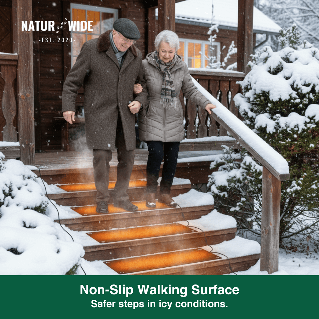 Heated Snow Melting Mat - Non-Slip Stair &amp; Walkway Heater