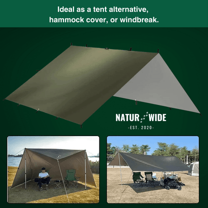 Versatile sun &amp; rain protection tarp