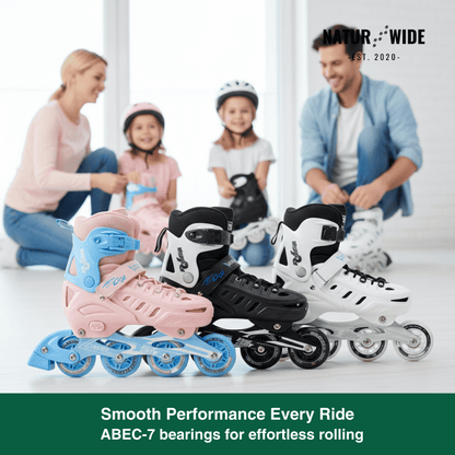 Adjustable Inline Skates for Kids and Adults Full Lights Up PU Wheels Outdoor Roller Skates Aluminum Alloy Bracket