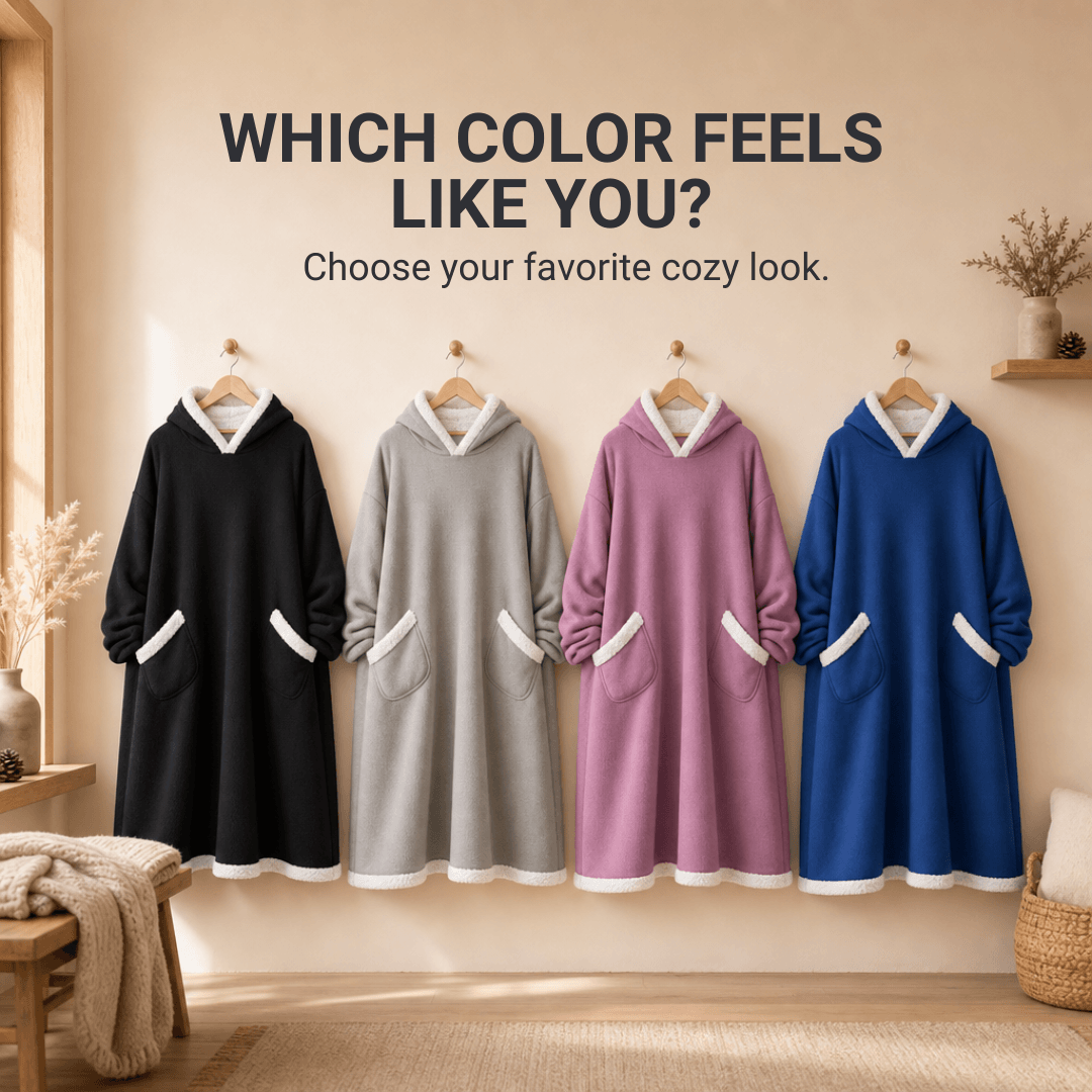 Oversized Flannel Blanket Hoodie – Wearable Blanket with Sleeves &amp; Hood