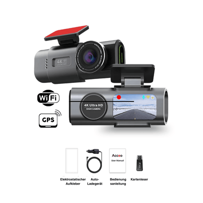 4K Dash Cam with Night Vision, Wi-Fi, GPS & 24H Parking Monitor