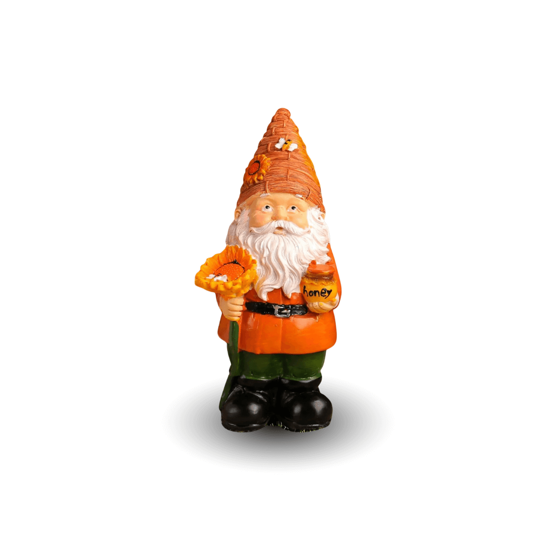Funny Beekeeper Garden Gnome with Sunflower – Resin Statue