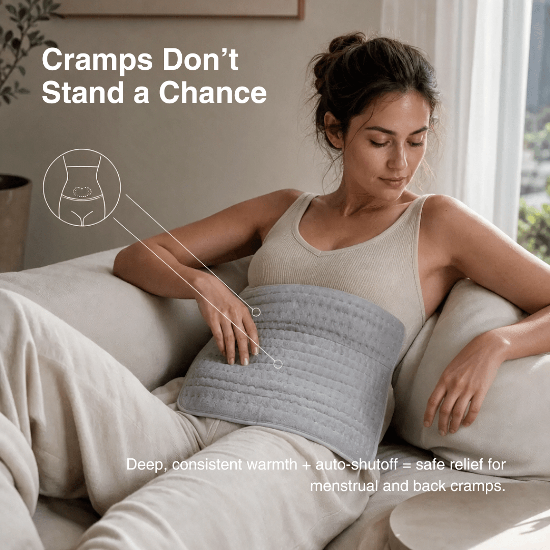 Electric Heating Blanket - Heat Pad for Back, Belly &amp; Legs with 6 Temperature Levels