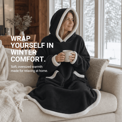 Oversized Flannel Blanket Hoodie – Wearable Blanket with Sleeves &amp; Hood