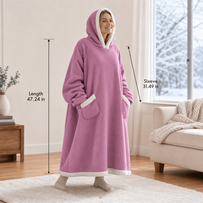 Oversized Flannel Blanket Hoodie – Wearable Blanket with Sleeves &amp; Hood