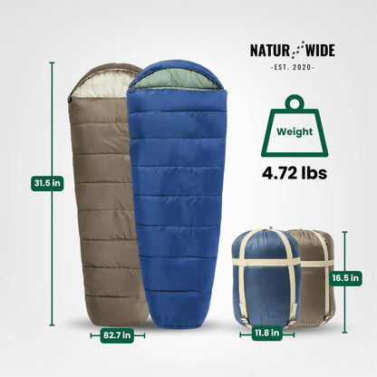 NaturWide Mummy Sleeping Bag – Lightweight &amp; Warm for Outdoor