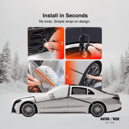 Car Windshield Snow Cover – Frost &amp; Sun Protection for Sedans &amp; SUVs