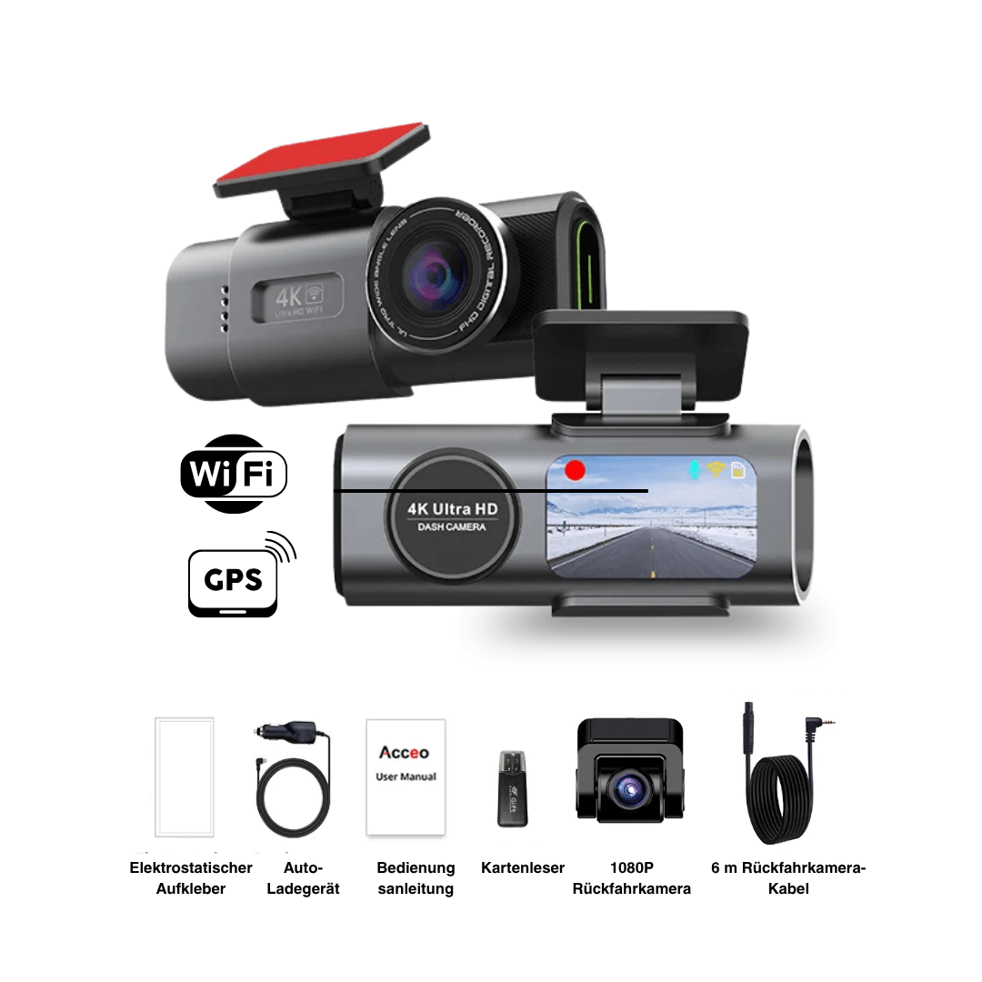 4K Dash Cam with Night Vision, Wi-Fi, GPS & 24H Parking Monitor