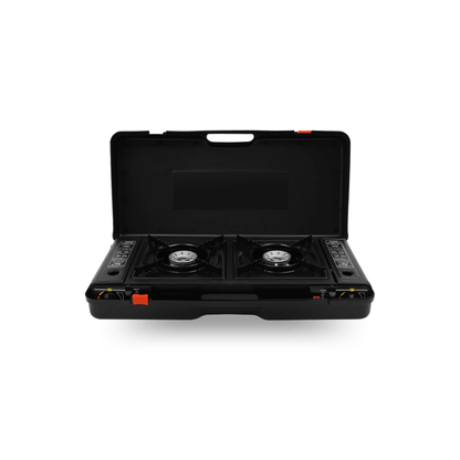2500W Portable 2-Burner Camping Stove with Grill Tray & Carrying Case