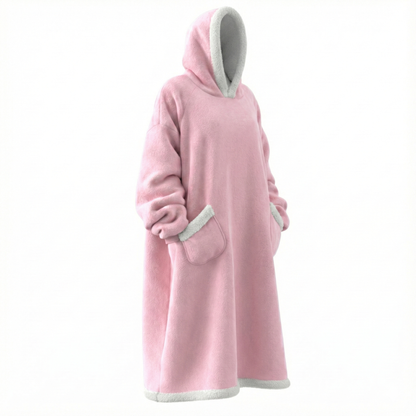 Oversized Flannel Blanket Hoodie – Wearable Blanket with Sleeves &amp; Hood