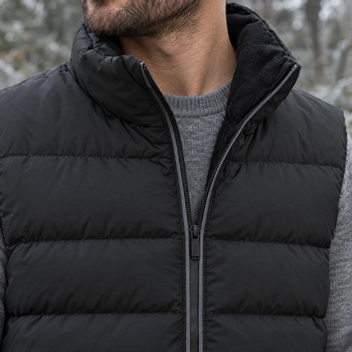 High collar with fleece lining